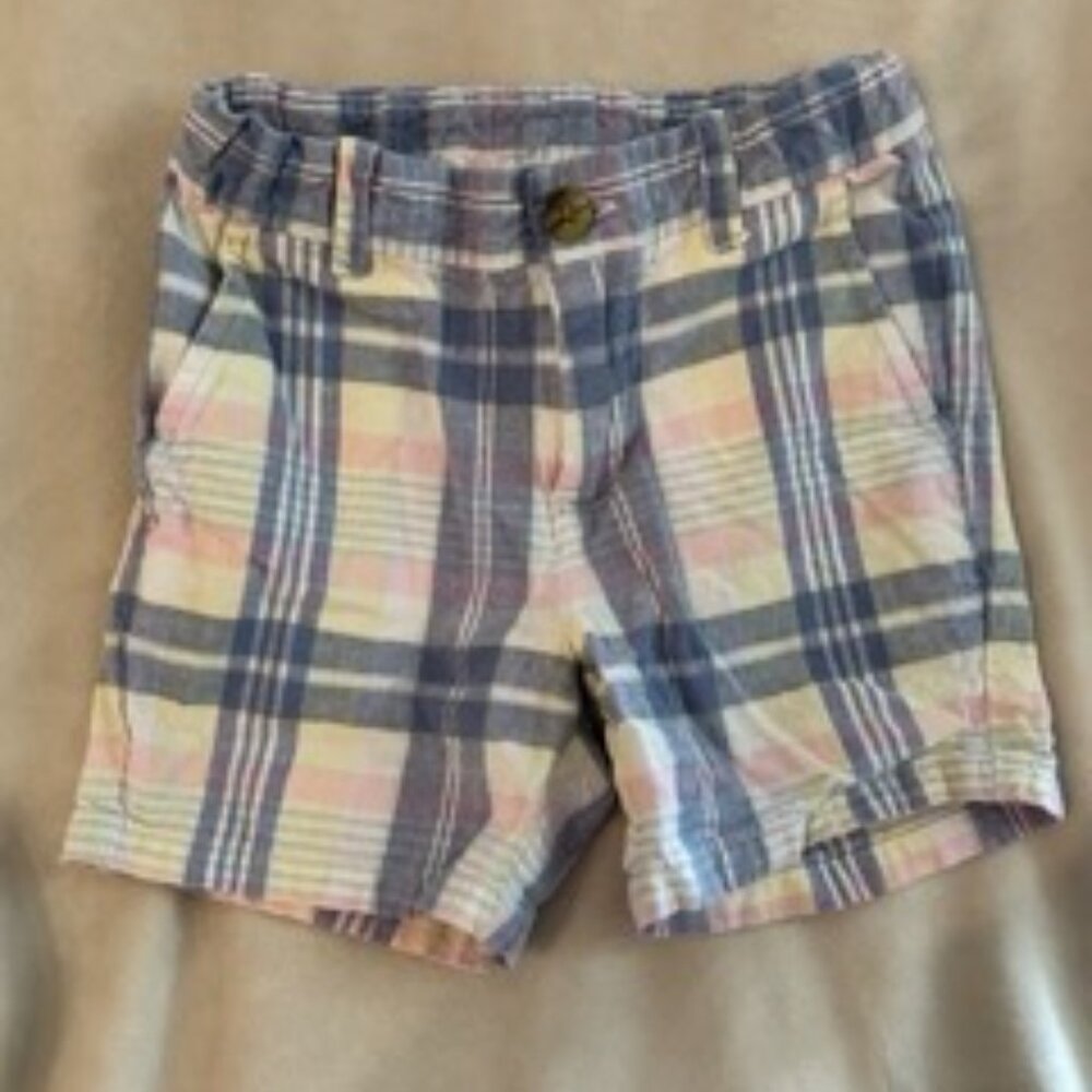 Janie and Jack, Toddler Boy, 3T, plaid shorts, blue, yellow, and pink